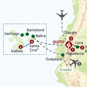 tourhub | Saga Holidays | Ecuador - Andes, Amazon and Galapagos Islands | Tour Map