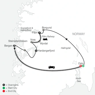 tourhub | Globus | Best of Norway with Oslo Extension | Tour Map
