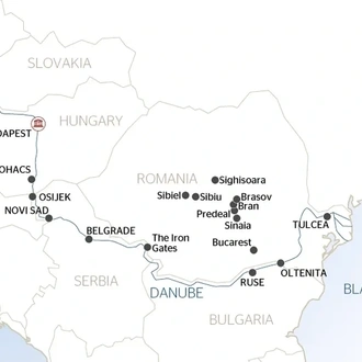 tourhub | CroisiEurope Cruises | Along the Danube, the Danube delta, the Balkan peninsula and Budapest (port-to-port cruise) | Tour Map