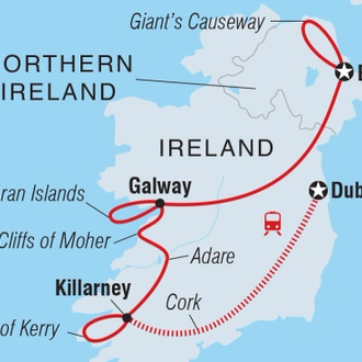 tourhub | Intrepid Travel | Northern & Southern Ireland | Tour Map