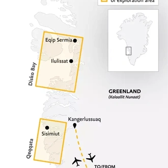 tourhub | Exodus Adventure Travels | West Greenland Ice Odyssey: Glaciers and Icebergs | Tour Map