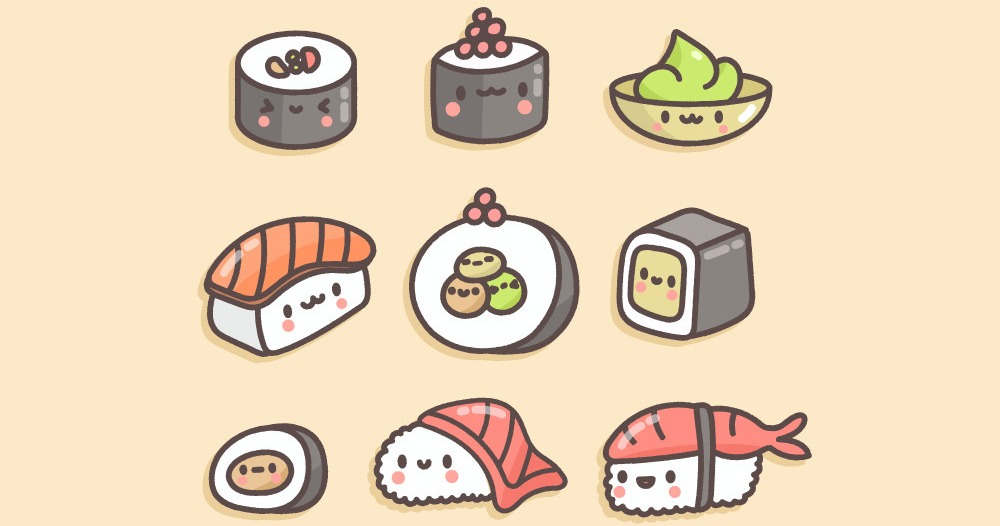 Sushi Japanese Kawaii Anime Drawing Gift' Sticker