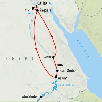 tourhub | On The Go Tours | King Tutankhamun with Cruise - 10 days | Tour Map