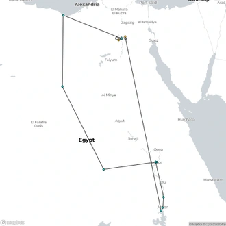 tourhub | Sun Pyramids Tours | Package 15 Days 14 Nights to Pyramids, Luxur , Aswan & Oasis | Tour Map