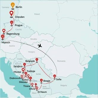 tourhub | Travel Talk Tours | Splendours of Europe & Balkans (4 Star Hotels) | Tour Map