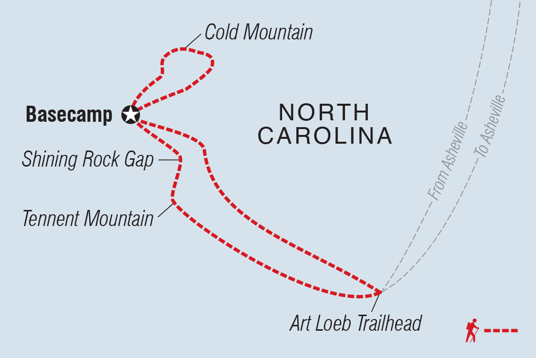 tourhub | Intrepid Travel | Hiking and Backpacking North Carolina's Appalachian Mountains | Tour Map