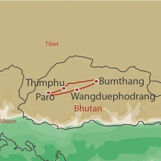 tourhub | World Expeditions | Bhutan Explorer & Jambay Lhakhang Festival | Tour Map
