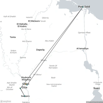 tourhub | Sun Pyramids Tours | 2 Days Private Tour From Port Said To Cairo  | Tour Map