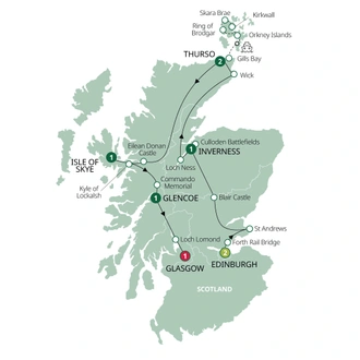 tourhub | Brendan Vacations | Country Roads of Scotland - Classic Group | Tour Map