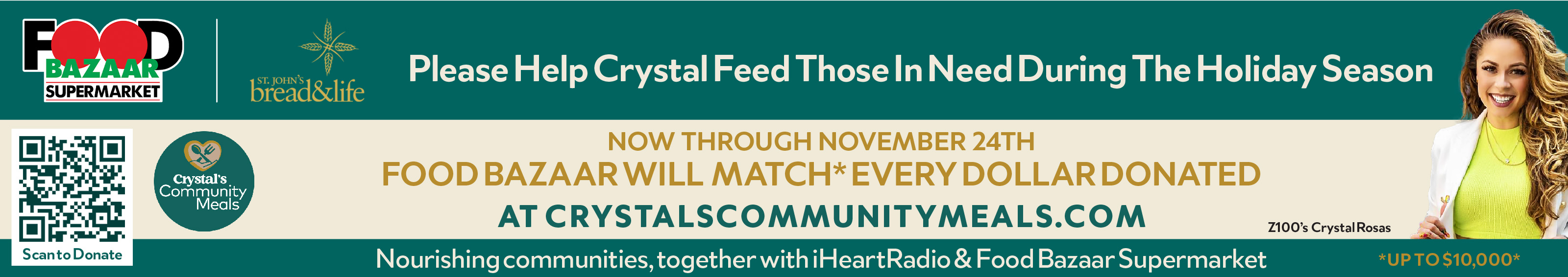 Join Food Bazaar, St. John’s Bread & Life, and Z100’s Crystal Rosas to help feed those in need this holiday season!