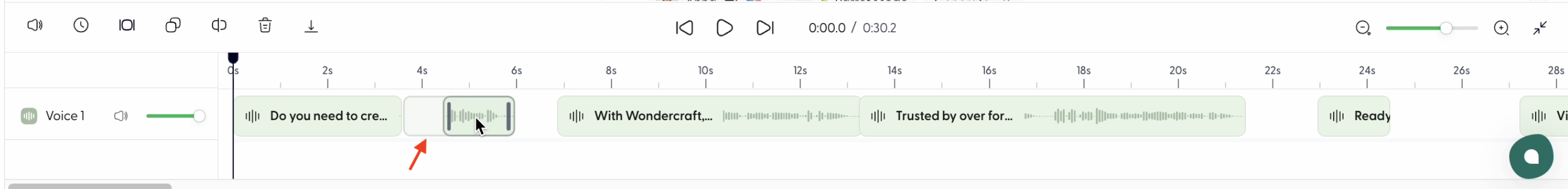 Drag a clip along an audio track