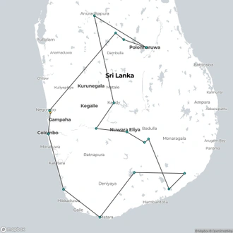 tourhub | Ran Lanka Tour Holidays (pvt) Ltd | Family Vacation recreation 18days | Tour Map