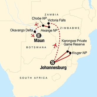 tourhub | G Adventures | Southern Africa Safari Experience | Tour Map