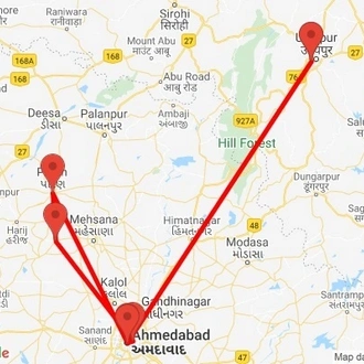 tourhub | Agora Voyages | Ahmedabad & Udaipur Exploration | Tour Map