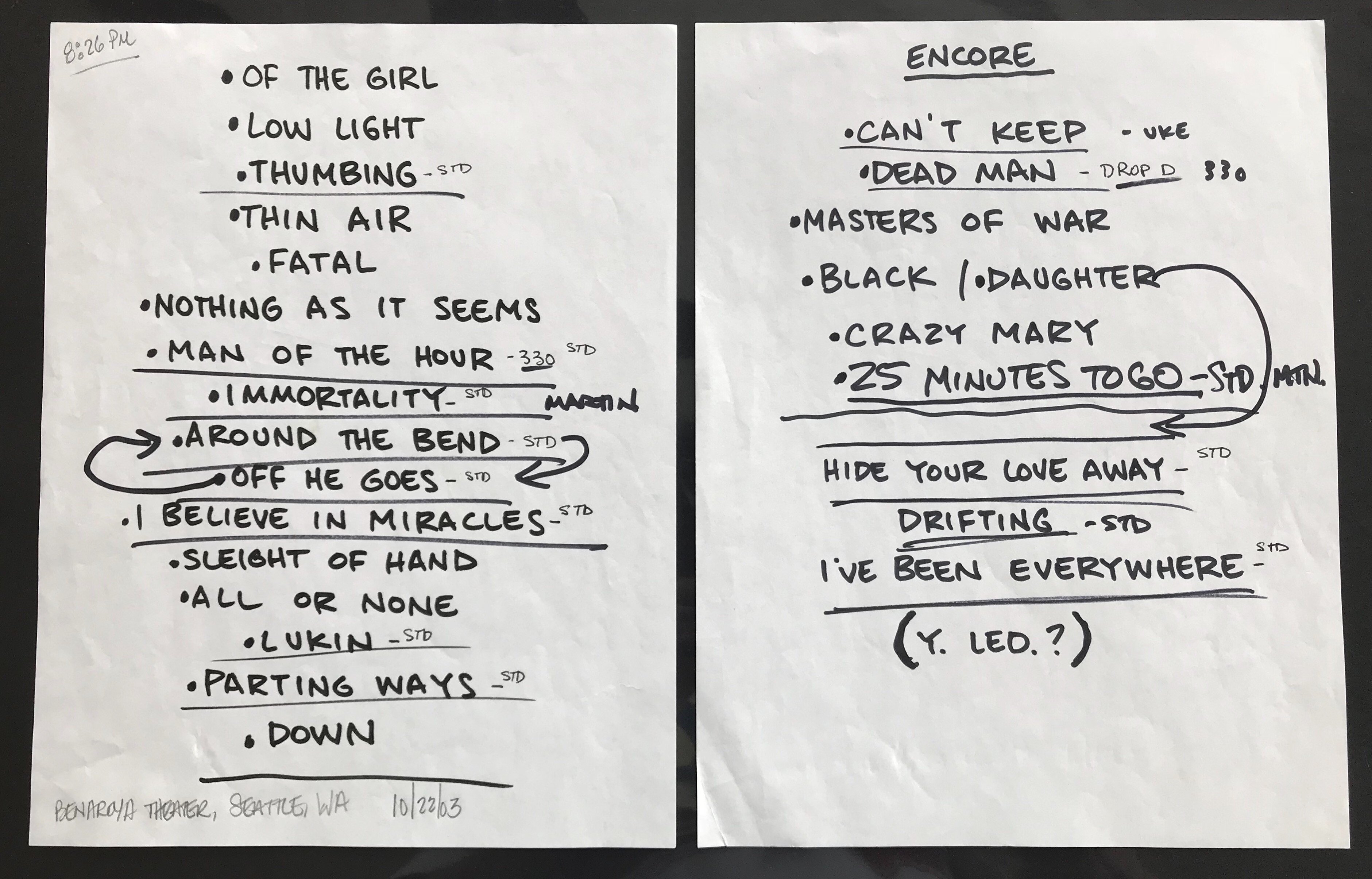 Pearljamstageusedsetlists Collectionzz