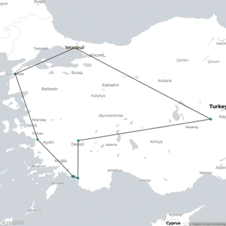 tourhub | Fez Travel | 2025 - Wonders of Turkey With Gulet Tour | Tour Map