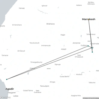 tourhub | YellowWood Adventures | Hiking Morocco's High Atlas Mountains | Tour Map