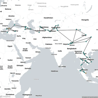 tourhub | Oasis Overland | Istanbul To Singapore (26 Weeks) Trans Asia (Cais24) | Tour Map