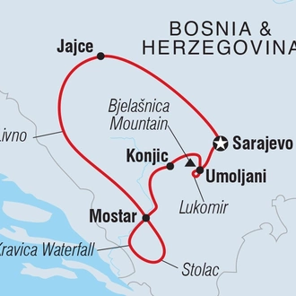 tourhub | Intrepid Travel | Bosnia & Herzegovina Adventure | Tour Map