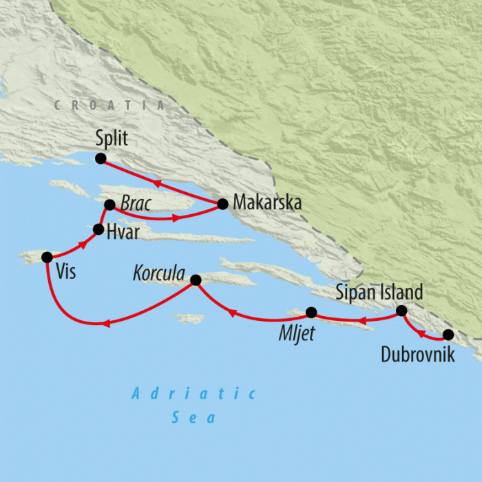 tourhub | On The Go Tours | Adriatic Explorer from Dubrovnik Premium - 8 days | Tour Map