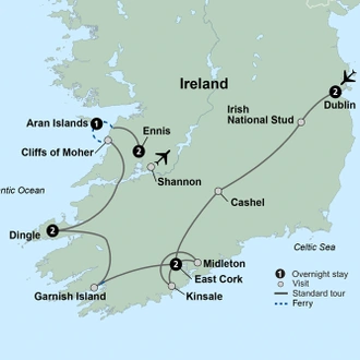 tourhub | Collette | Countryside of the Emerald Isle  | Tour Map