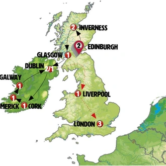 tourhub | Europamundo | Scotland and Ireland with London | Tour Map