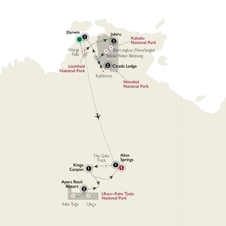 tourhub | AAT Kings | Northern Territory Dreaming | Tour Map