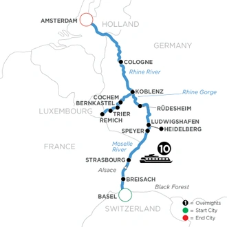 tourhub | Avalon Waterways | The Rhine & Moselle (Northbound) (Tranquility II) | Tour Map