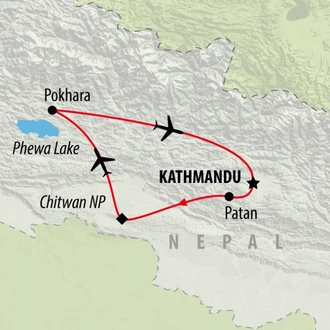 tourhub | On The Go Tours | Highlights of Nepal - 9 days | Tour Map