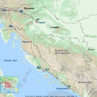 tourhub | Indus Travels | Splendid Slovenian and Croatian journey | Tour Map