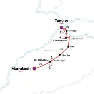 tourhub | G Adventures | Active Morocco: Rif Mountains | Tour Map