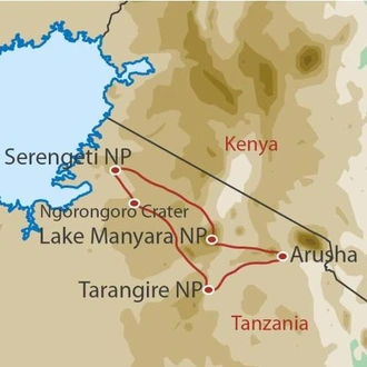 tourhub | World Expeditions | Northern Tanzania Circuit | Tour Map
