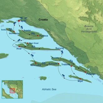tourhub | Indus Travels | Adriatic Biking Cruise From Split | Tour Map