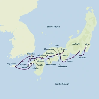 tourhub | Exodus Adventure Travels | Through the Heart of Japan: Tokyo to Fukuoka Cruise - Premium Adventure | Tour Map