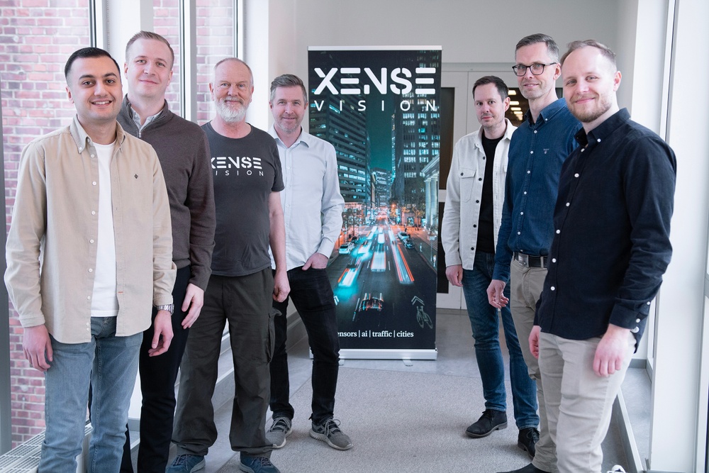 Teamet på XENSE Vision. Från vänster: Ibraheem Al-Nuaimi, Nils Jonsson Lindahl, Göran Boström, Claes Markström, Björn Crona, Christian Karlström och Andreas Ternstedt.