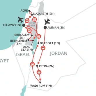 tourhub | Wendy Wu | Jordan and Israel Discovery | Tour Map