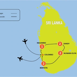 tourhub | Tweet World Travel | Luxury Sri Lanka Honeymoon Package | Tour Map