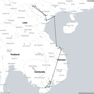 tourhub | Mr Linh's Adventures | Classic Vietnam 21 days 20 nights | Tour Map