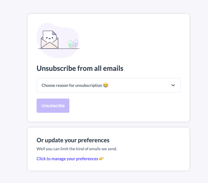 How to customise the unsubscribe link in an email template?