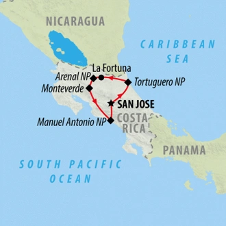 tourhub | On The Go Tours | Costa Rica Encompassed - 14 days | Tour Map