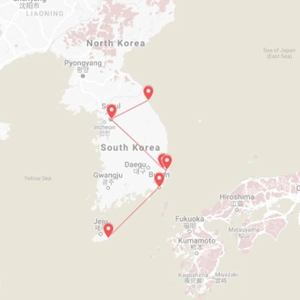 tourhub | The Dragon Trip | 12-day South Korea Tour | Tour Map