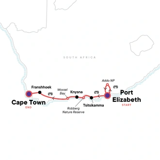 tourhub | G Adventures | South Africa: The Garden Route | Tour Map