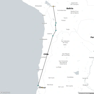 tourhub | Hi Travel Argentina | Northern Chile and Uyuni, End in La Paz (12 days) | Tour Map