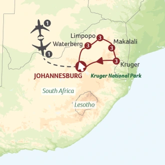 tourhub | Titan Travel | South African Safari Adventure | Tour Map