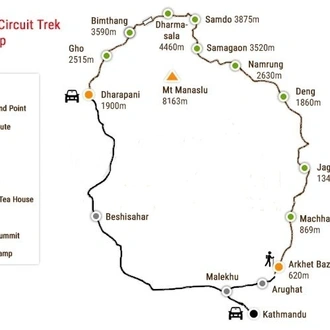 tourhub | Sherpa Expedition & Trekking | Manaslu Circuit Trek 13 Days | Tour Map