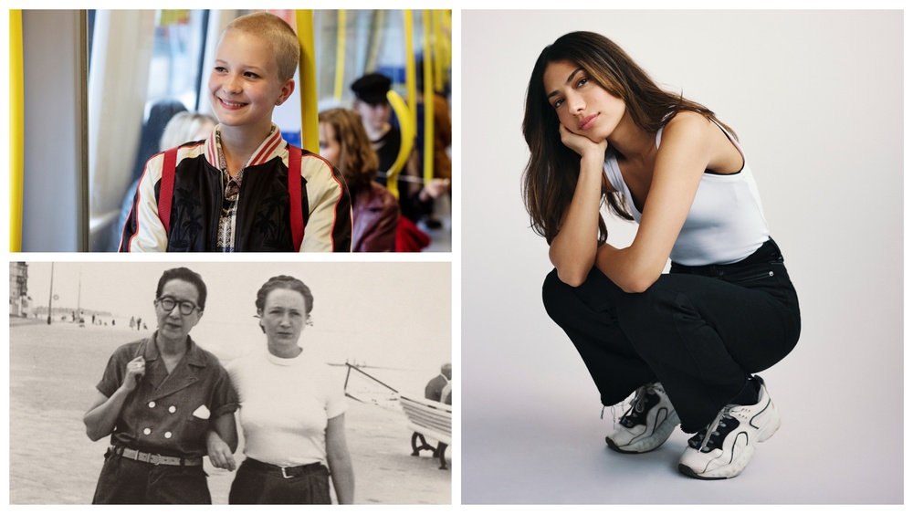 Clockwise from left: Sigrid Johnson in Comedy Queen, Shooting Star Evin Ahmad, and Nelly & Nadine. Photos by Johan Paulin / Simon Birk, Netflix / Auto Images