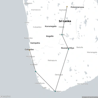 tourhub | Ceylon Travel Dream | 08 Day Amazing sri Lanka  | Tour Map