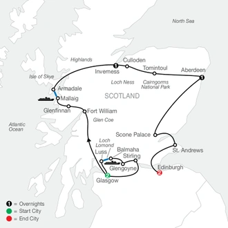 tourhub | Globus | Bonnie Scotland | Tour Map