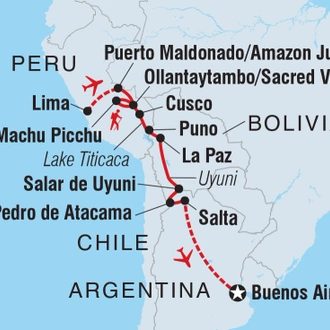 tourhub | Intrepid Travel | Epic Peru, Bolivia & Argentina | Tour Map