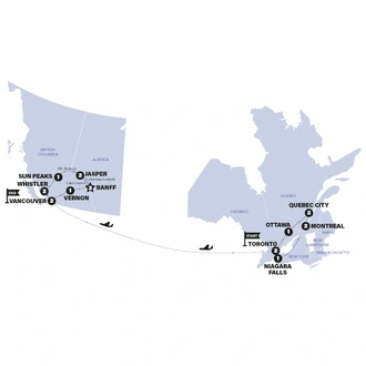 tourhub | Contiki | Grand Canadian | Tour Map